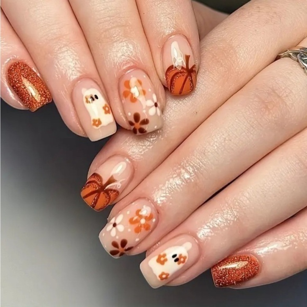 Set of 2 Autumn Fake Press On Nails NWT